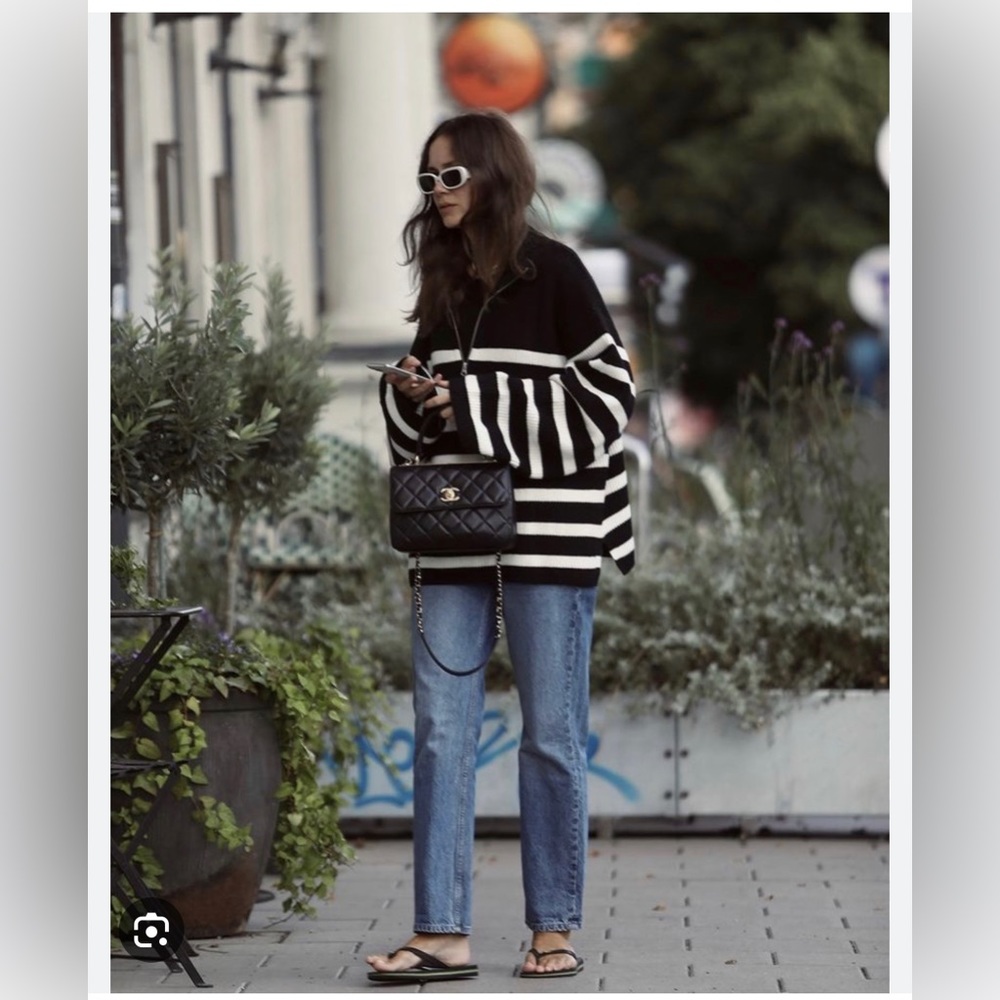 & other stories half-zip striped size XS